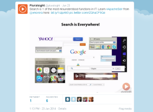 Pluralsight tweet: Search is Everywhere!